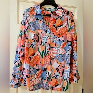 Talbots Multicolor Floral Button Down Shirt